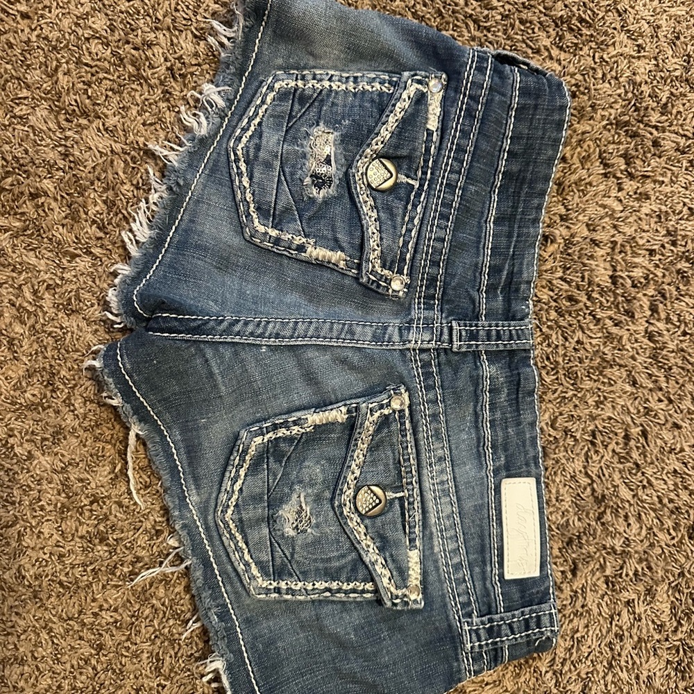 Daytrip Blue Jean Shorts with White Stitching